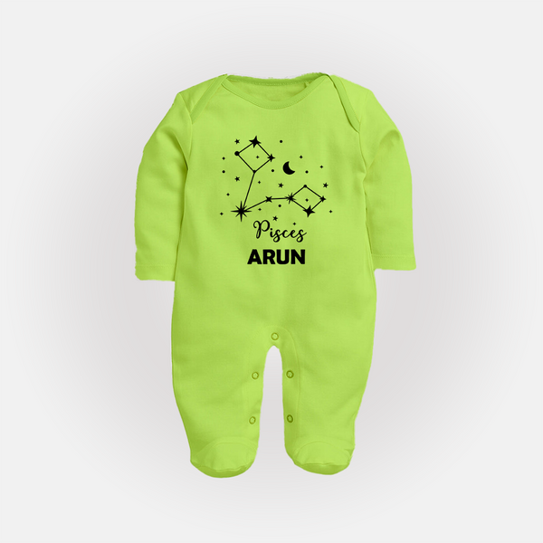 Pisces Star Sign Constellation Fullbody Suit - LIME GREEN - New Born (Chest 7.5")