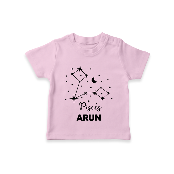 Pisces Star Sign Constellation  T shirt  - BABY PINK - 0-5 Months Old (Chest 17")