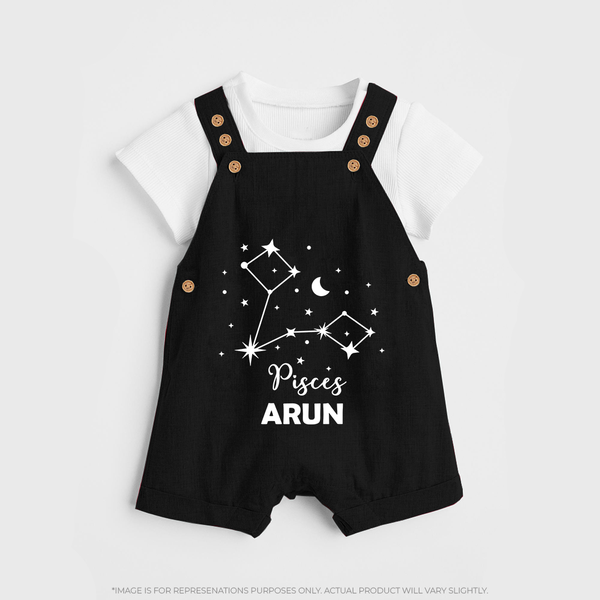 Pisces Star Sign Constellation  Dungaree - BLACK - 0 - 5 Months Old (Chest 18")