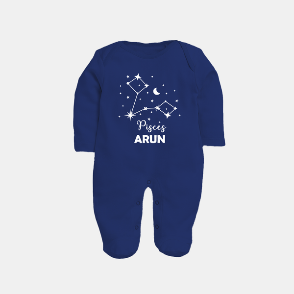 Pisces Star Sign Constellation Fullbody Suit - NAVY BLUE - New Born (Chest 7.5")