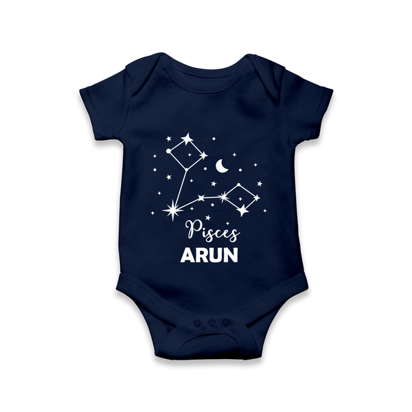Pisces Star Sign Constellation  Romper - NAVY BLUE - New Born (Chest 14")