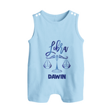 Libra Zodiac Balance Symbol Printed Button Romper - BABY BLUE - New Born (Chest 18")