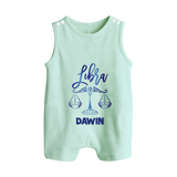 Libra Zodiac Balance Symbol Printed Button Romper - MINT GREEN - New Born (Chest 18")