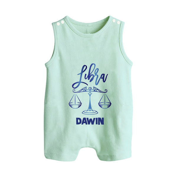 Libra Zodiac Balance Symbol Printed Button Romper - MINT GREEN - New Born (Chest 18")