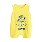 Libra Zodiac Balance Symbol Printed Button Romper - PASTEL YELLOW - New Born (Chest 18")