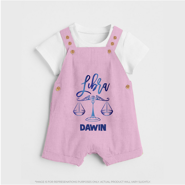 Libra Zodiac Balance Symbol Printed Dungaree - BABY PINK - 0 - 5 Months Old (Chest 18")