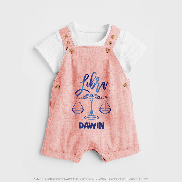 Libra Zodiac Balance Symbol Printed Dungaree - PEACH - 0 - 5 Months Old (Chest 18")