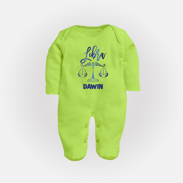 Libra Zodiac Balance Symbol PrintedFullbody Suit - LIME GREEN - New Born (Chest 7.5")
