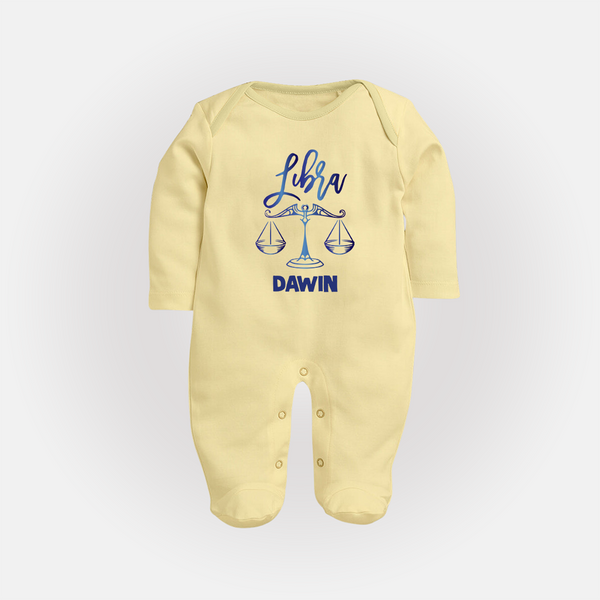 Libra Zodiac Balance Symbol PrintedFullbody Suit - PASTEL YELLOW - New Born (Chest 7.5")