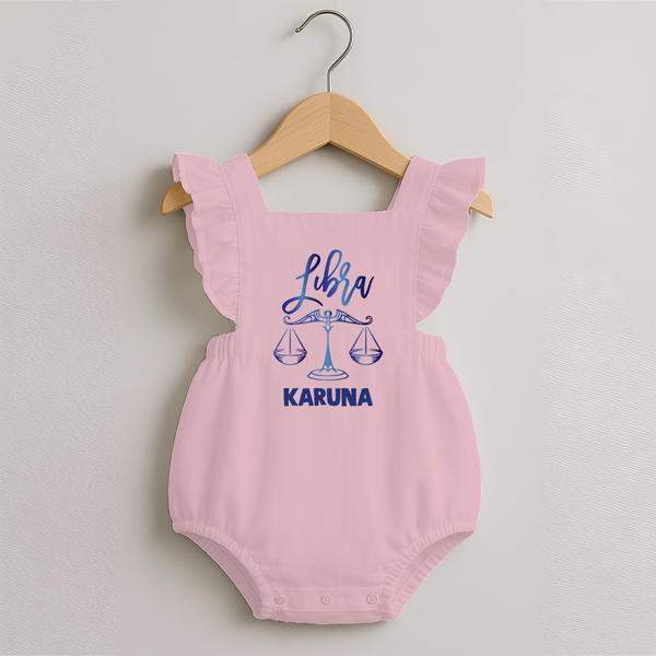 Libra Zodiac Balance Symbol Printed Romper Frock - BABY PINK - 0 - 3 Months Old (Chest 19")