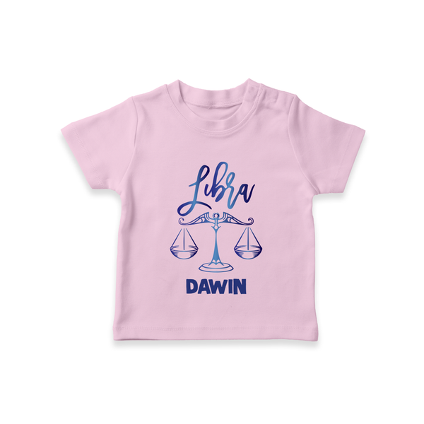 Libra Zodiac Balance Symbol Printed T shirt  - BABY PINK - 0-5 Months Old (Chest 17")