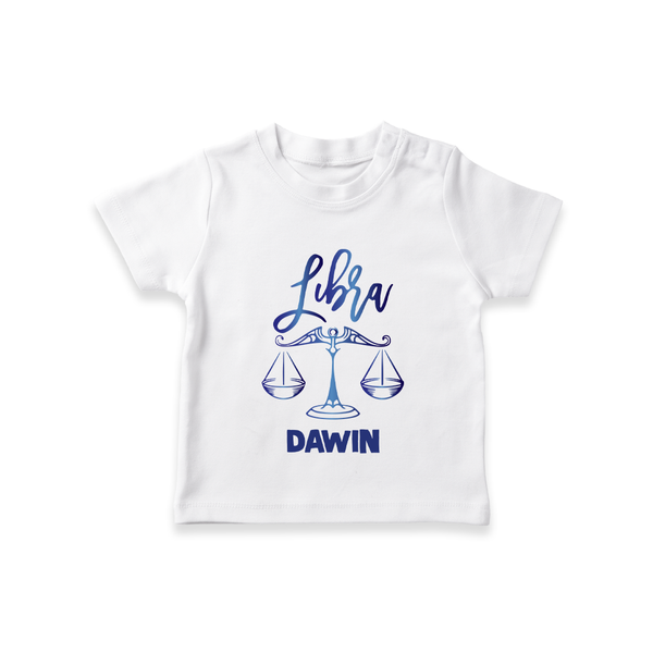 Libra Zodiac Balance Symbol Printed T shirt  - WHITE - 0-5 Months Old (Chest 17")
