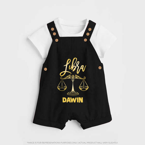 Libra Zodiac Balance Symbol Printed Dungaree - BLACK - 0 - 5 Months Old (Chest 18")