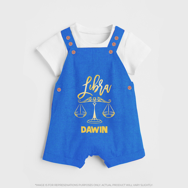 Libra Zodiac Balance Symbol Printed Dungaree - COBALT BLUE - 0 - 5 Months Old (Chest 18")