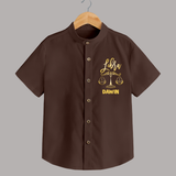 Libra Zodiac Balance Symbol Printed shirt - CHOCOLATE BROWN - 0 - 6 Months Old (Chest 23")