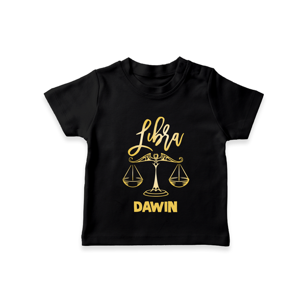 Libra Zodiac Balance Symbol Printed T shirt  - BLACK - 0-5 Months Old (Chest 17")
