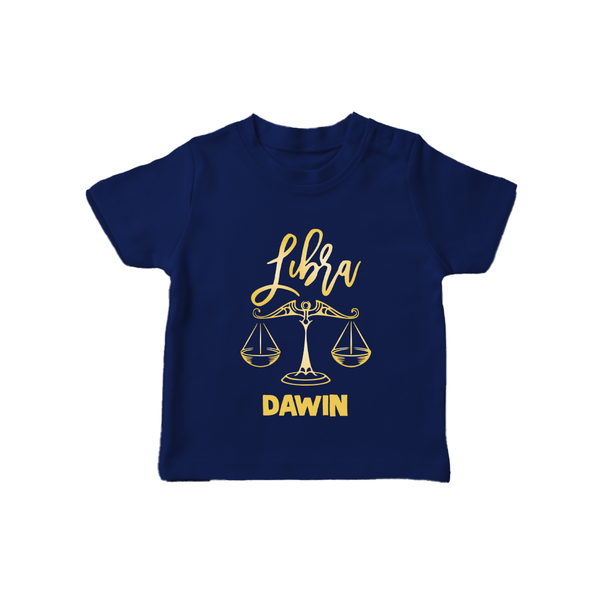 Libra Zodiac Balance Symbol Printed T shirt  - NAVY BLUE - 0-5 Months Old (Chest 17")