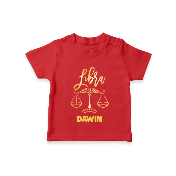 Libra Zodiac Balance Symbol Printed T shirt  - RED - 0-5 Months Old (Chest 17")