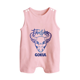 Taurus Bull Zodiac Symbol Printed Button Romper - BABY PINK - New Born (Chest 18")