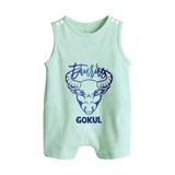 Taurus Bull Zodiac Symbol Printed Button Romper - MINT GREEN - New Born (Chest 18")