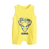 Taurus Bull Zodiac Symbol Printed Button Romper - PASTEL YELLOW - New Born (Chest 18")