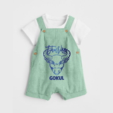 Taurus Bull Zodiac Symbol Printed Dungaree - MINT GREEN - 0 - 5 Months Old (Chest 18")