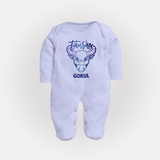 Taurus Bull Zodiac Symbol PrintedFullbody Suit - BABY BLUE - New Born (Chest 7.5")