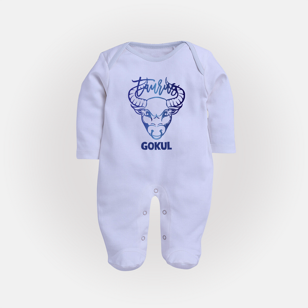 Taurus Bull Zodiac Symbol PrintedFullbody Suit - BABY BLUE - New Born (Chest 7.5")