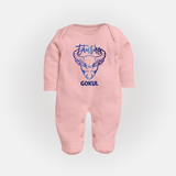 Taurus Bull Zodiac Symbol PrintedFullbody Suit - BABY PINK - New Born (Chest 7.5")