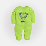 Taurus Bull Zodiac Symbol PrintedFullbody Suit - LIME GREEN - New Born (Chest 7.5")