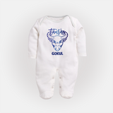 Taurus Bull Zodiac Symbol PrintedFullbody Suit - WHITE - New Born (Chest 7.5")