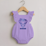 Taurus Bull Zodiac Symbol Printed Romper Frock - LILAC - 0 - 3 Months Old (Chest 19")