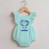 Taurus Bull Zodiac Symbol Printed Romper Frock - MINT GREEN - 0 - 3 Months Old (Chest 19")