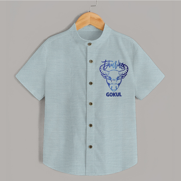 Taurus Bull Zodiac Symbol Printed shirt - ARCTIC BLUE - 0 - 6 Months Old (Chest 23")