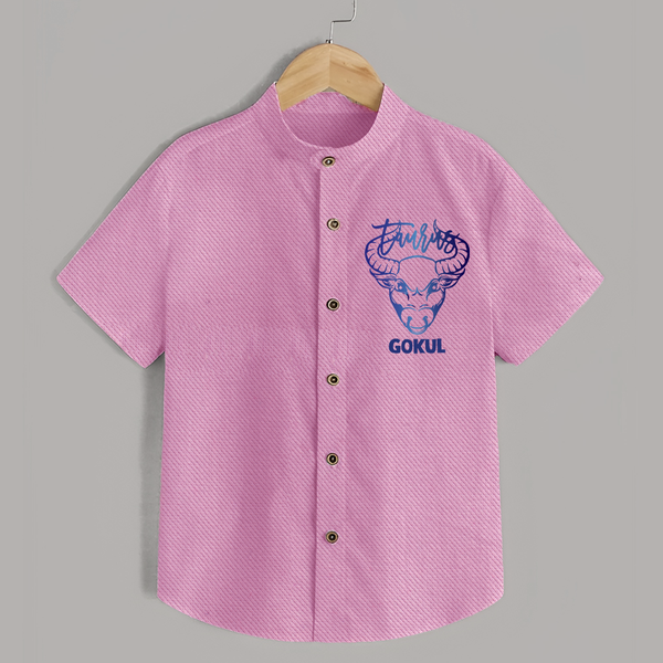 Taurus Bull Zodiac Symbol Printed shirt - BABY PINK - 0 - 6 Months Old (Chest 23")
