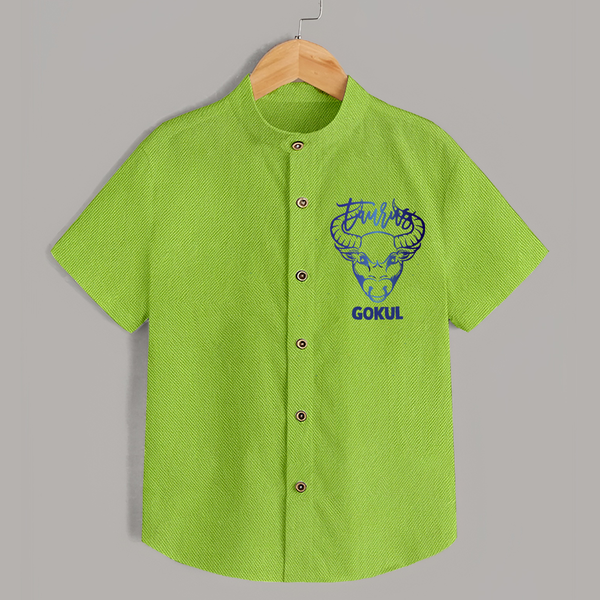 Taurus Bull Zodiac Symbol Printed shirt - LIME GREEN - 0 - 6 Months Old (Chest 23")