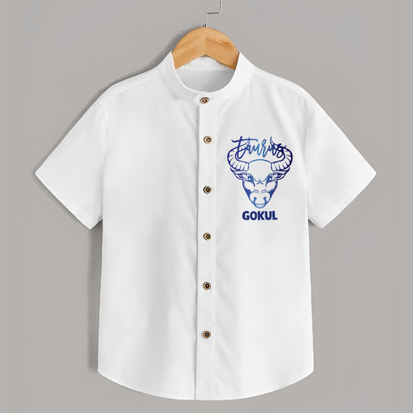 Taurus Bull Zodiac Symbol Printed shirt - WHITE - 0 - 6 Months Old (Chest 23")