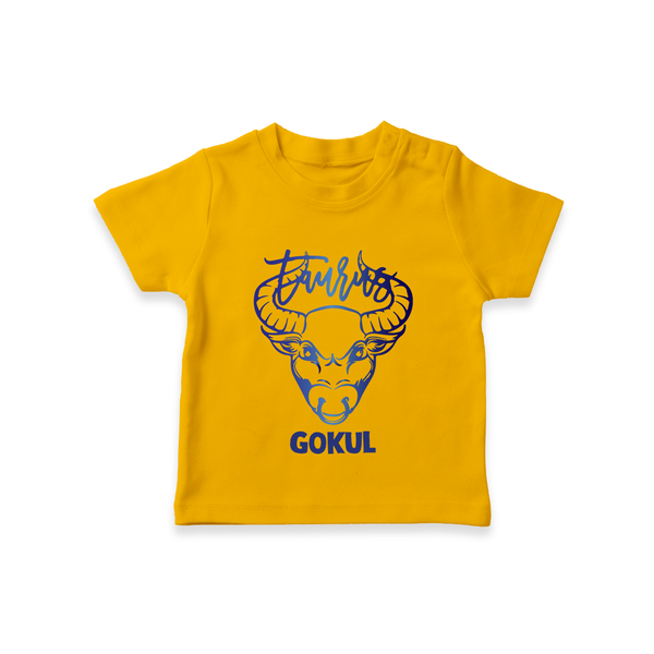 Taurus Bull Zodiac Symbol Printed T shirt  - CHROME YELLOW - 0-5 Months Old (Chest 17")