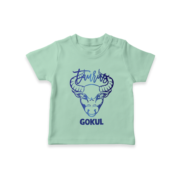 Taurus Bull Zodiac Symbol Printed T shirt  - MINT GREEN - 0-5 Months Old (Chest 17")