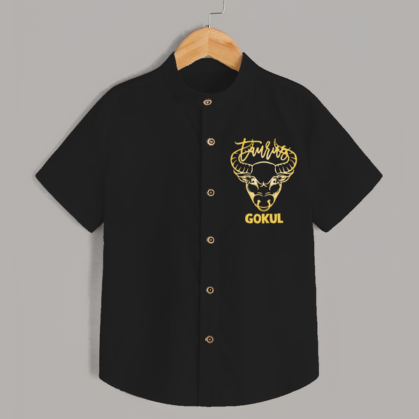 Taurus Bull Zodiac Symbol Printed shirt - BLACK - 0 - 6 Months Old (Chest 23")