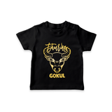 Taurus Bull Zodiac Symbol Printed T shirt  - BLACK - 0-5 Months Old (Chest 17")