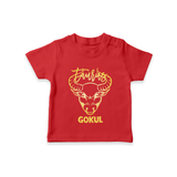 Taurus Bull Zodiac Symbol Printed T shirt  - RED - 0-5 Months Old (Chest 17")