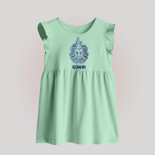 Leo Lion Zodiac Symbol Printed Baby Frock