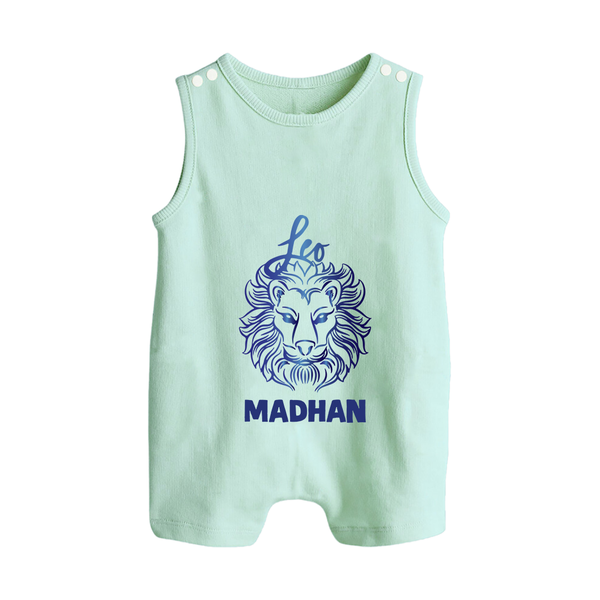 Leo Lion Zodiac Symbol Printed Button Romper - MINT GREEN - New Born (Chest 18")