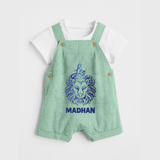 Leo Lion Zodiac Symbol Printed Dungaree - MINT GREEN - 0 - 5 Months Old (Chest 18")