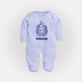 Leo Lion Zodiac Symbol PrintedFullbody Suit - BABY BLUE - New Born (Chest 7.5")