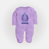 Leo Lion Zodiac Symbol PrintedFullbody Suit - LILAC - New Born (Chest 7.5")