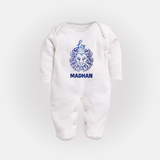 Leo Lion Zodiac Symbol PrintedFullbody Suit - WHITE - New Born (Chest 7.5")