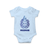 Leo Lion Zodiac Symbol Printed Romper - BABY BLUE - New Born (Chest 14")