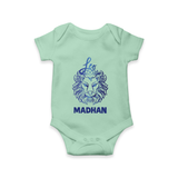 Leo Lion Zodiac Symbol Printed Romper - MINT GREEN - New Born (Chest 14")